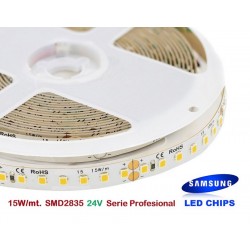 Tira LED 5 mts Flexible 24V 75W 700 Led SMD 2835 IP20 2400ºK, Serie Profesional